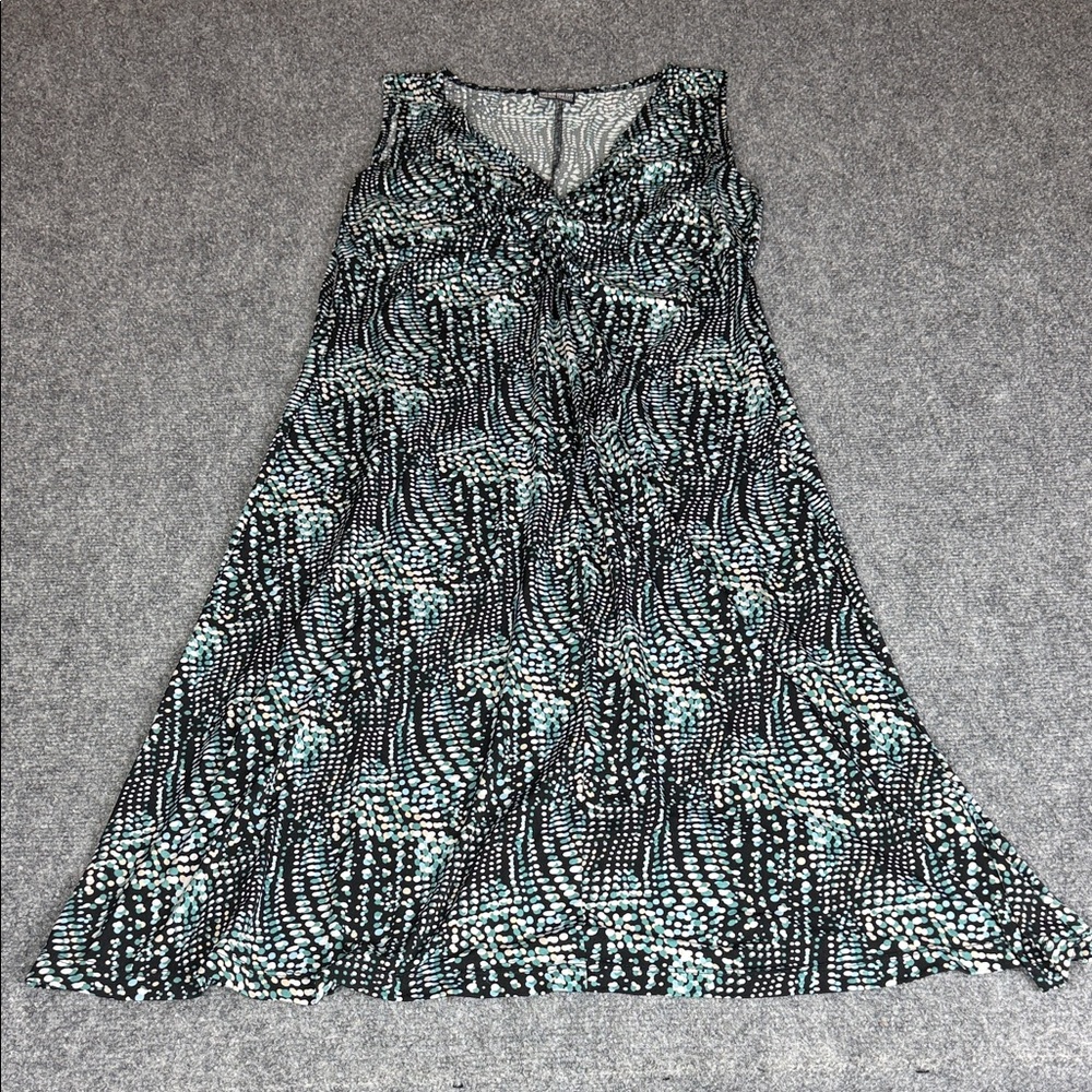 Nomadic Traders Black Maxi Dress with Teal and White Dot Wave Print
